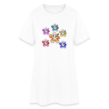 Blumen - Frauen T-Shirt-Kleid - Weiß - Vorne