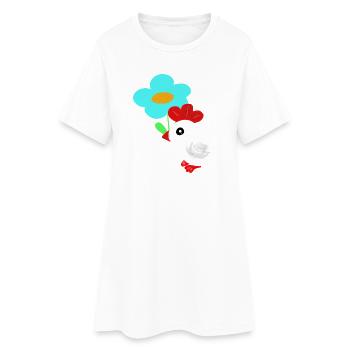Printemps des Enfants Poulet Fleurs - Robe T-shirt Femme - blanc - Devant