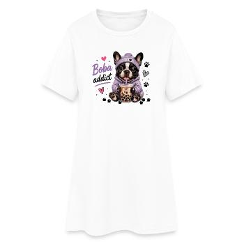 Boba Addict French Bulldog Bubble Tea - Women’s T-Shirt Dress - white - Front