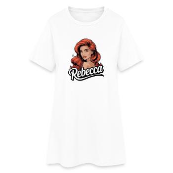  Rebecca Rote Haare Retro Pinup Name Rebecca - Frauen T-Shirt-Kleid - Weiß - Vorne