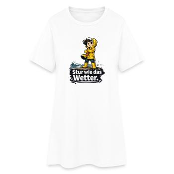 Stur Wie Das Wetter Spruch Kind Im Gelben - Frauen T-Shirt-Kleid - Weiß - Vorne