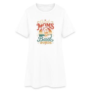 Mutige Mamas sagen Schimpfwörter - Frauen T-Shirt-Kleid - Weiß - Vorne