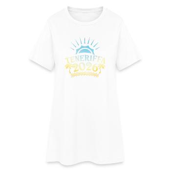Teneriffa 2026 Bunt - Frauen T-Shirt-Kleid - Weiß - Vorne