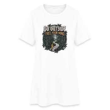 Go Outside Be Free - Women’s T-Shirt Dress - white - Front