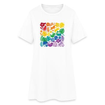 LGBT-Pride-Monat – Regenbogenkatzen und Blumen - Frauen T-Shirt-Kleid - Weiß - Vorne