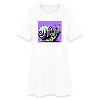 Schnecke - Frauen T-Shirt-Kleid - Weiß - Vorne