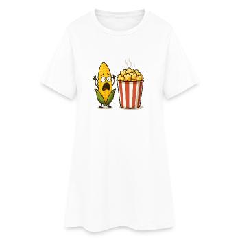 Popcorn choqué au maïs - Robe T-shirt Femme - blanc - Devant