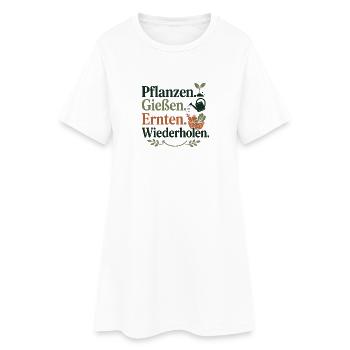 Pflanzen Gießen Ernten Wiederholen - Frauen T-Shirt-Kleid - Weiß - Vorne