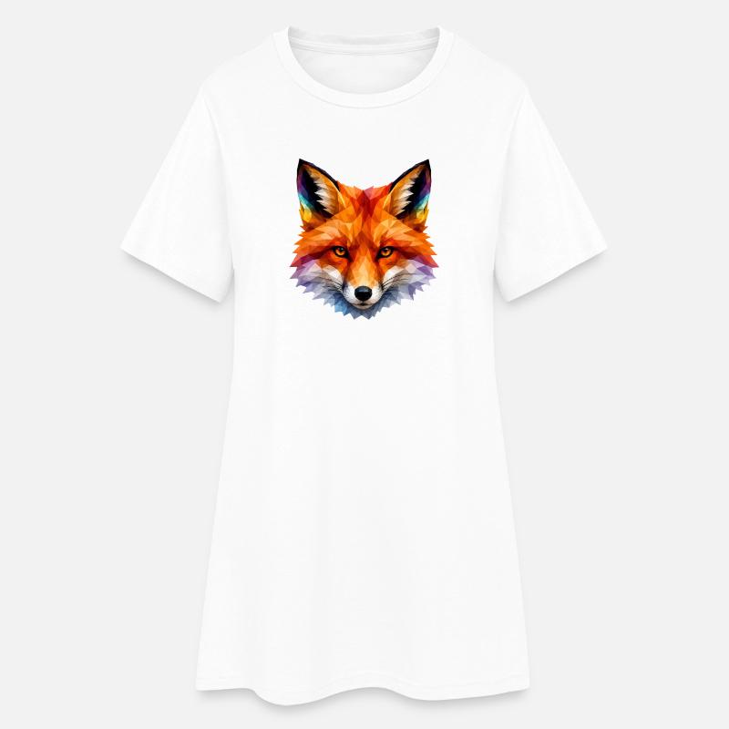 Farbiger Polygonfuchs Kopf - Frauen T-Shirt-Kleid - Weiß