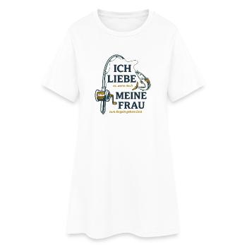 Angeln Lustiger Spruch Meine Frau - Frauen T-Shirt-Kleid - Weiß - Vorne
