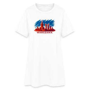 Warschau Skyline Kunst – Warszawa Silhouette - Frauen T-Shirt-Kleid - Weiß - Vorne