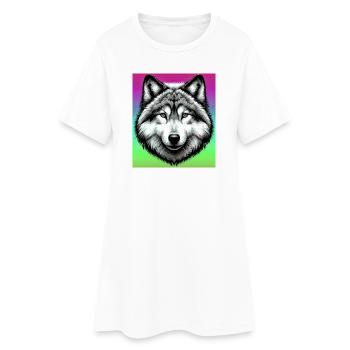 Wolf - Women’s T-Shirt Dress - white - Front