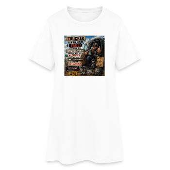 Trucker Lebensmodus: Kaffee und Freiheit - Frauen T-Shirt-Kleid - Weiß - Vorne