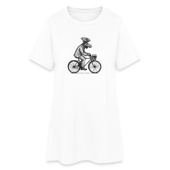 Cycling Moose in Suit - Women’s T-Shirt Dress - white - Front