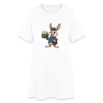 Rabbit en facteur avec une pile de lettres - Robe T-shirt Femme - blanc - Devant