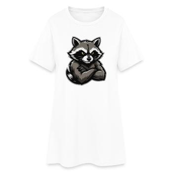 Verschränkter Waschbär-Charme - Frauen T-Shirt-Kleid - Weiß - Vorne