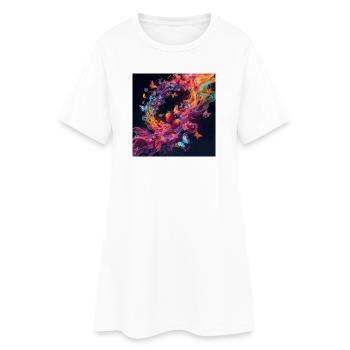 Colorful berries and butterflies - Women’s T-Shirt Dress - white - Front