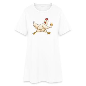 Chicken met l’œuf en sécurité - Robe T-shirt Femme - blanc - Devant