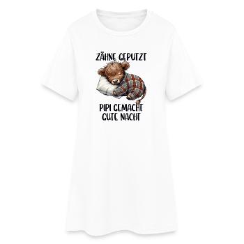 Schlafshirt Schlafen Schlafanzug Highland Cow Kuh - Frauen T-Shirt-Kleid - Weiß - Vorne
