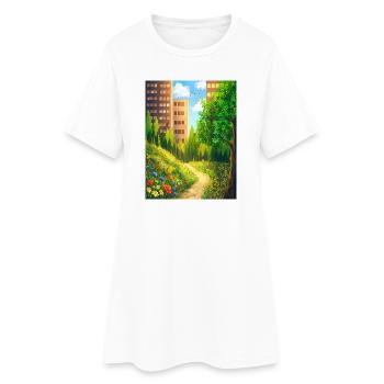 Urban Floral Trail - Women’s T-Shirt Dress - white - Front