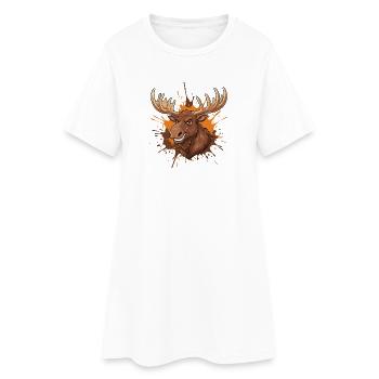 Moose head with orange splash - Women’s T-Shirt Dress - white - Front