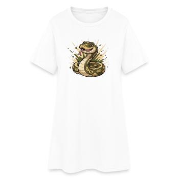 Comic Snake in Camouflage with Tongue - Women’s T-Shirt Dress - white - Front