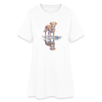 Labrador Retriever avec réflexion dans l’eau - Robe T-shirt Femme - blanc - Devant