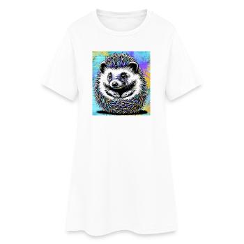 Igel - Frauen T-Shirt-Kleid - Weiß - Vorne