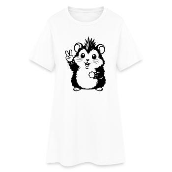 Hamster punk avec le signe de la paix - Robe T-shirt Femme - blanc - Devant