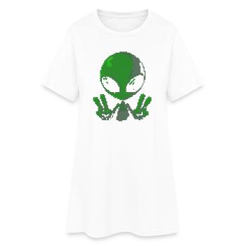 Signe de paix extraterrestre Pixel Green - Robe T-shirt Femme - blanc - Devant