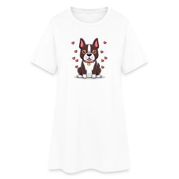 Boston Terrier (bande dessinée) - Robe T-shirt Femme - blanc - Devant