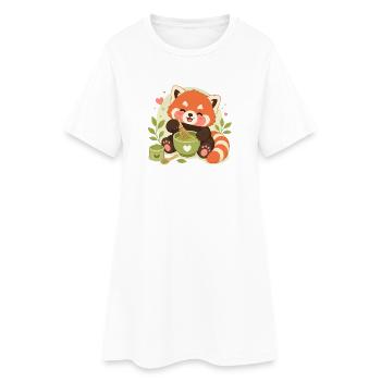 roter Panda Matcha Liebe - Frauen T-Shirt-Kleid - Weiß - Vorne