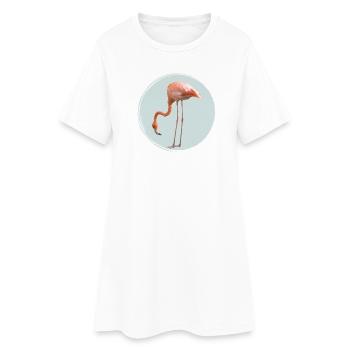 Flamant rose pastel en cercle - Robe T-shirt Femme - blanc - Devant