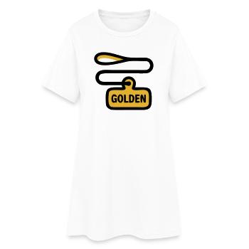 Promenade Golden Retriever en laisse pour chien - Robe T-shirt Femme - blanc - Devant