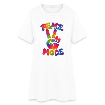 PEACE MODE – Psychedelic Retro Style mit Neon Vibe - Frauen T-Shirt-Kleid - Weiß - Vorne