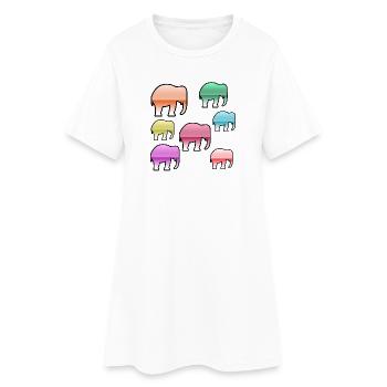Elefanten - Frauen T-Shirt-Kleid - Weiß - Vorne