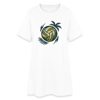 Beachvolleyball Welle Sonnenuntergang Turnier - Frauen T-Shirt-Kleid - Weiß - Vorne