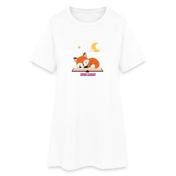Gute Nacht Bücherliebe Süßer Fuchs schläft auf Buc - Frauen T-Shirt-Kleid - Weiß - Vorne