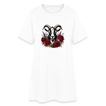 Tête de chèvre avec couronne de chapelet - Robe T-shirt Femme - blanc - Devant