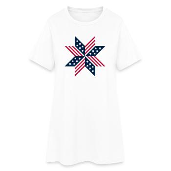 Patriotische Rot, Weiß, Blau, Native Stars, Streifen - Frauen T-Shirt-Kleid - Weiß - Vorne