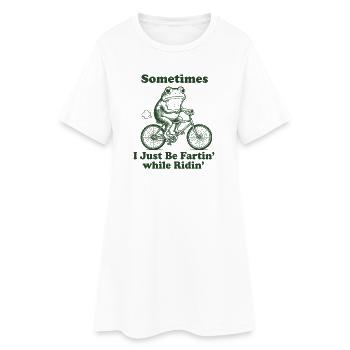 Frosch Radfahrer Spruch Shirt - Frauen T-Shirt-Kleid - Weiß - Vorne