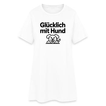 Glücklich mit Hund - Frauen T-Shirt-Kleid - Weiß - Vorne