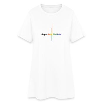 Liebe statt Hass Pride Statement Shirt Regenbogen - Frauen T-Shirt-Kleid - Weiß - Vorne