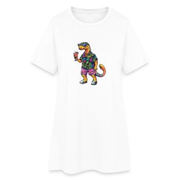 Dinosaurier brontosaurus Comic Sommer - Frauen T-Shirt-Kleid - Weiß - Vorne