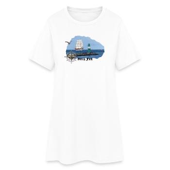 Segler & Leuchtturm an der Nordsee - Frauen T-Shirt-Kleid - Weiß - Vorne