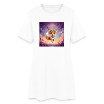 Fox with crown in stellar sunset - Women’s T-Shirt Dress - white - Front