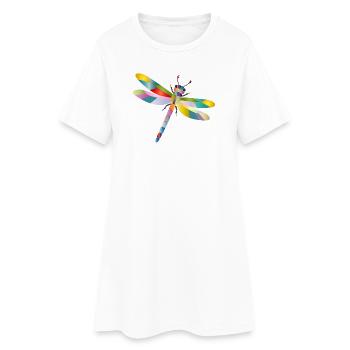 Bunte Libelle Regenbogen Stil  - Frauen T-Shirt-Kleid - Weiß - Vorne