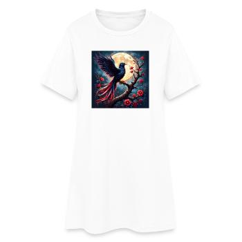 Blue Phoenix Under Full Moon - Women’s T-Shirt Dress - white - Front