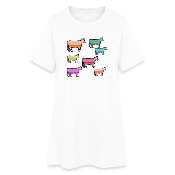 Vaches - Robe T-shirt Femme - blanc - Devant