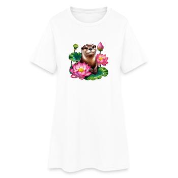 Loutre d’eau dans la mer du Lotus - Robe T-shirt Femme - blanc - Devant